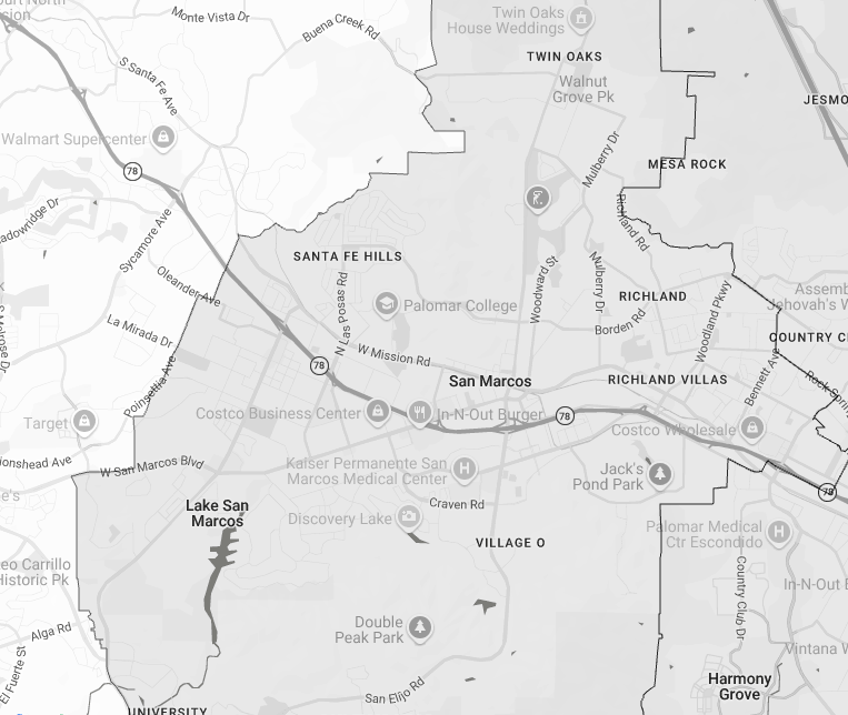 San Diego County service-area map